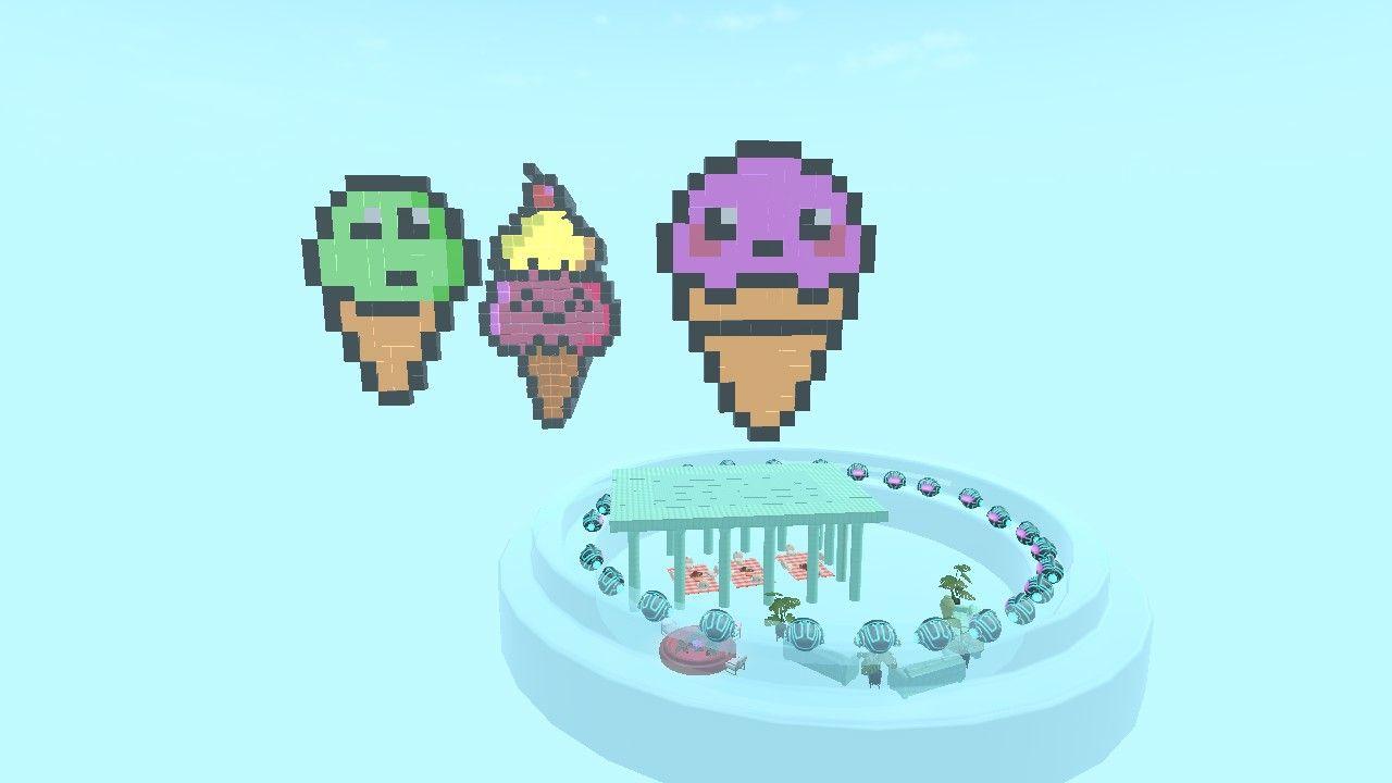 Cute ice cream pixel art hangout