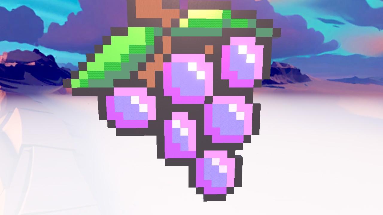 Purple Pixel Art with Green Obby