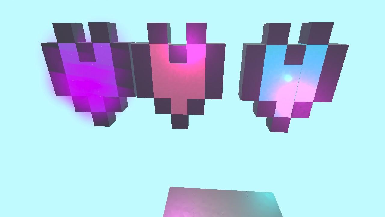 Pink, purple, and teal heart obby